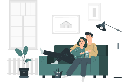 ilustracion de pareja en casa